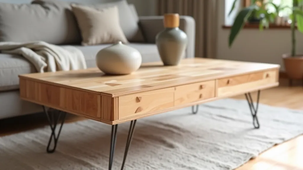 Soviet coffee table with modern brass details added