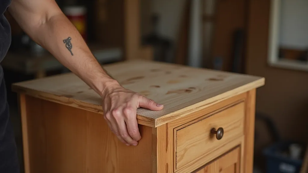 Close-up of vintage Soviet furniture restoration showing wood detail and craftsmanship